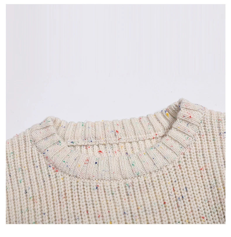 Personalized Name Newborn Baby Girl Boy Knitted Long Sleeve Autumn Winter Sweater Solid Loose Pullover Casual Tops Kids Clothes