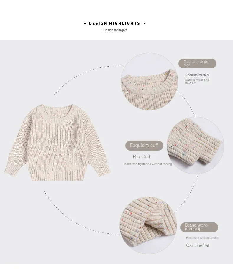 Personalized Name Newborn Baby Girl Boy Knitted Long Sleeve Autumn Winter Sweater Solid Loose Pullover Casual Tops Kids Clothes