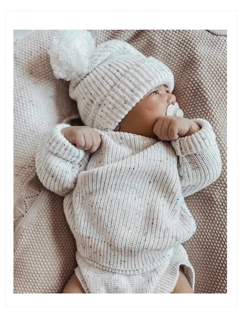 Personalized Name Newborn Baby Girl Boy Knitted Long Sleeve Autumn Winter Sweater Solid Loose Pullover Casual Tops Kids Clothes