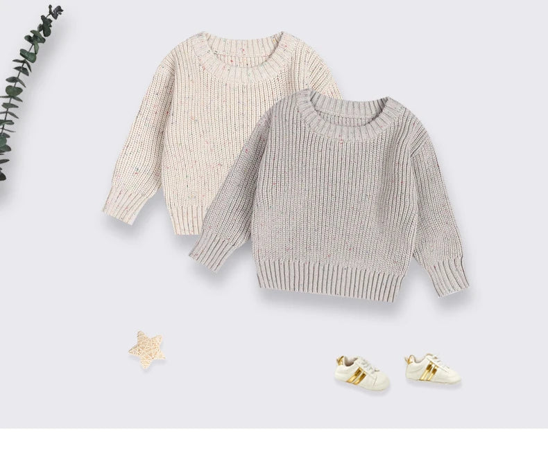 Personalized Name Newborn Baby Girl Boy Knitted Long Sleeve Autumn Winter Sweater Solid Loose Pullover Casual Tops Kids Clothes