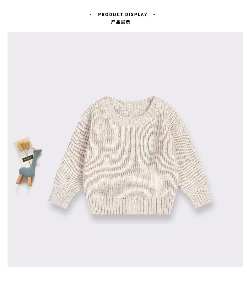 Personalized Name Newborn Baby Girl Boy Knitted Long Sleeve Autumn Winter Sweater Solid Loose Pullover Casual Tops Kids Clothes