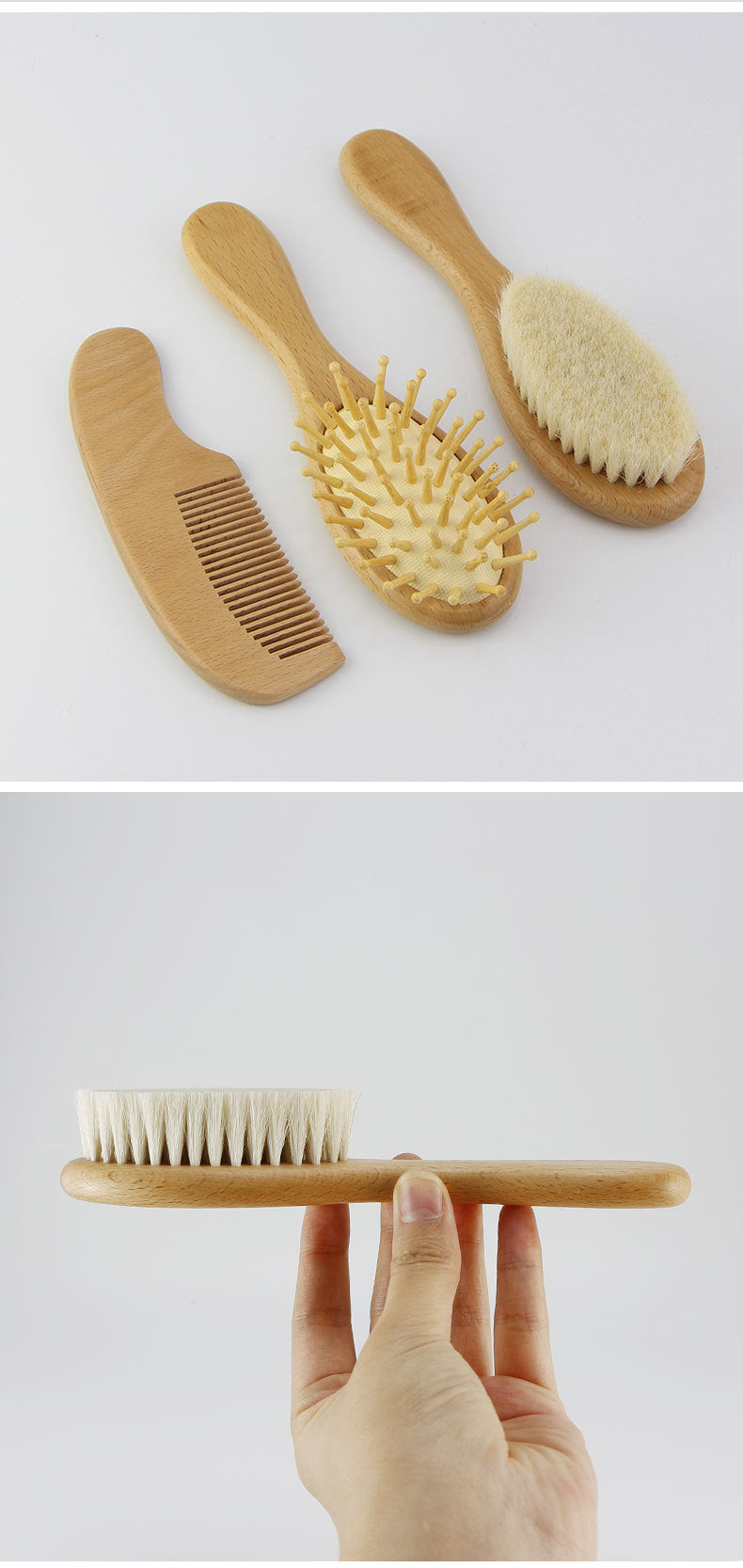 Personalized Wooden Baby Brush Custom Name Baby Wool Comb New Born Hair Brush Infant Head Massager Bath Brush Comb for Kids